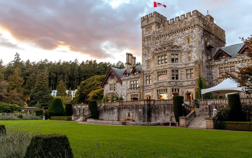 the hatley castle in colwood, bc, outside of victoria