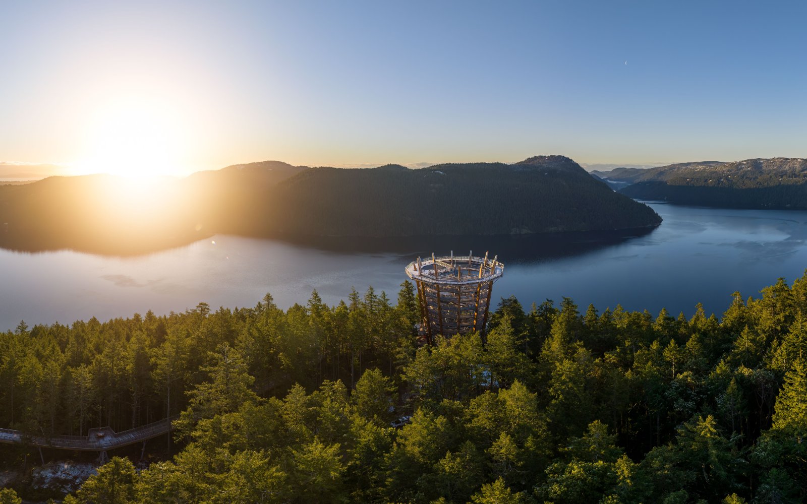 an aerial view of the malahat skywalk.