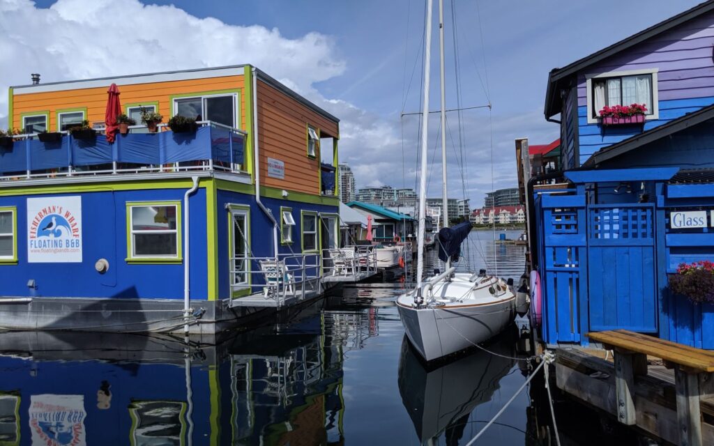 A collection of float houses at Victoria's Fisherman's Wharf