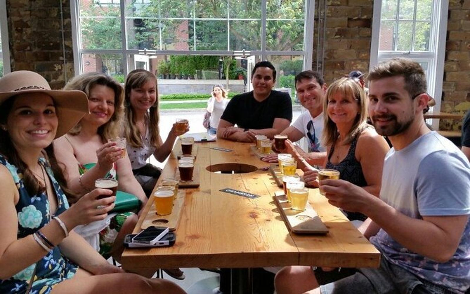 a group enjoys a victoria brewery tour.