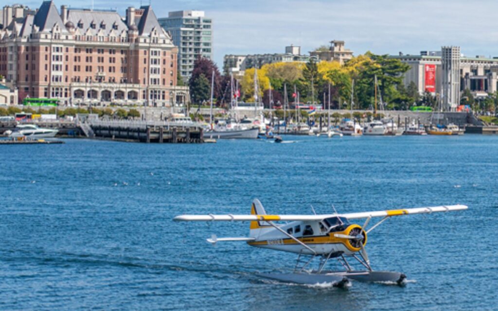 A snapshot of a seaplane in Victoria's Inner Harbour for an article on how to get from Victoria to Seattle.