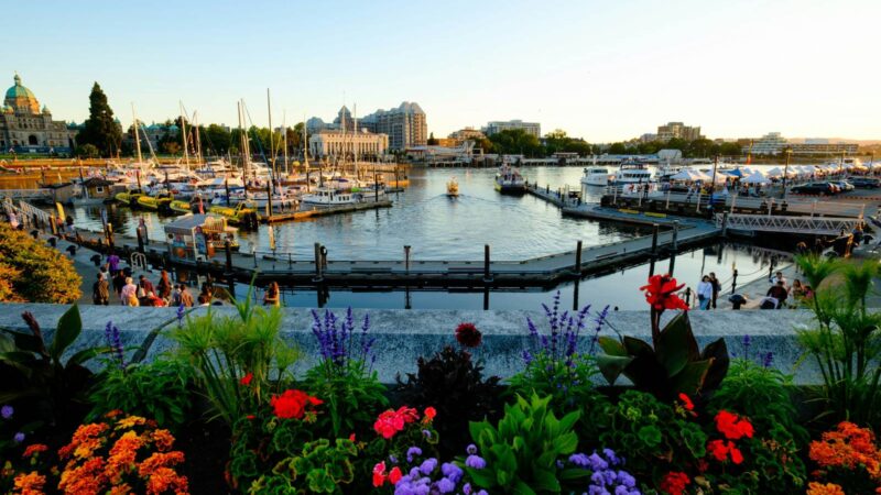the famous Inner Harbour in Victoria in June.