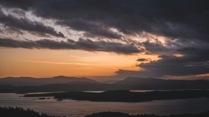 A mountain top view after a hike on a day trip to the Gulf Islands from Victoria.